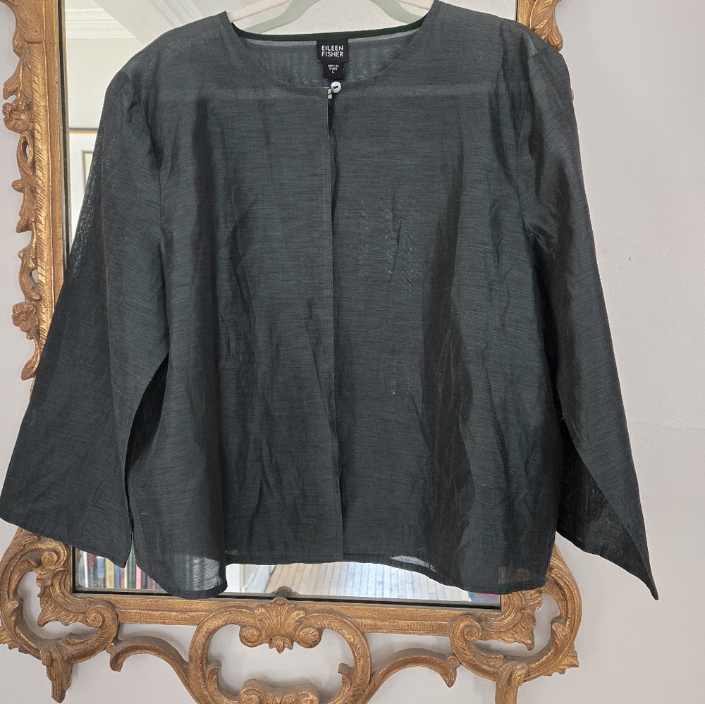 Eileen Fisher Black Sheer Blouse